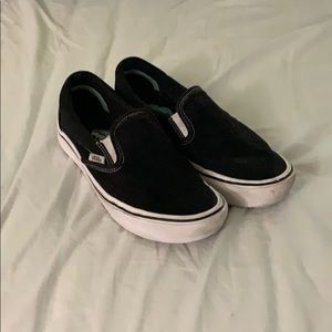 VANS BLACK COMFY CUSH SLIP ONS